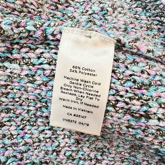 Talbots Blue Multicolor Crew Neck Cotton Blend Knit Long Sleeve Sweater Size OX - Picture 9 of 11